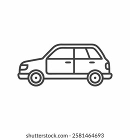 Stylish vector illustration of a modern car in a flat line design showcasing its sleek features and design attributes