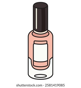 A stylish vector illustration of nail polish, featuring a sleek bottle with a vibrant color and a glossy finish.