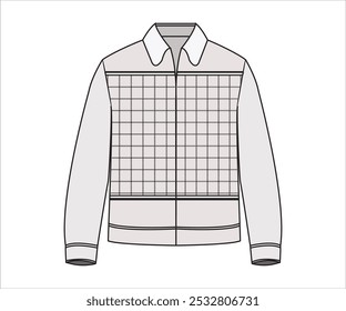 "Elegante Ilustración vectorial de una chaqueta acolchada diseñada con un aspecto de blazer. Este diseño detallado muestra la textura acolchada clásica y el ajuste a medida, perfecto para la moda y la ropa