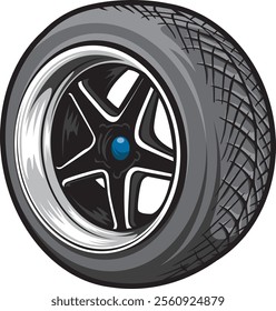 Stylish vector illustration of a racing tire, focusing on sleek design and engineering excellence for motorsport enthusiasts