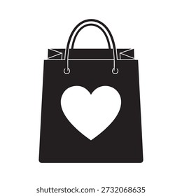 Elegante Ilustración vectorial de un bolso de compras con un diseño de corazón prominente, perfecto para el comercio electrónico, la marca y los Materiales promocionales.