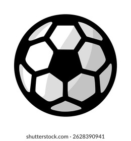 Stylish vector illustration of a soccer ball with a bold black outline and grayscale shading, perfect for sports-themed designs.