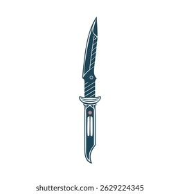 Stylish vector illustration of a tactical combat knife, great for survival, army, or weapon-themed graphic projects.