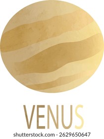 stylish vector illustration of Venus, the fiery second planet from the Sun. Featuring warm textures and bold design, perfect for science visuals, space art, and educational content.