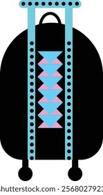 Stylish vector illustration of a vibrant geometric travel bag icon, perfect for travel and design projects