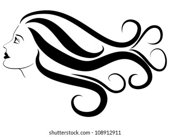 Stylish vector illustration of woman's face in profile