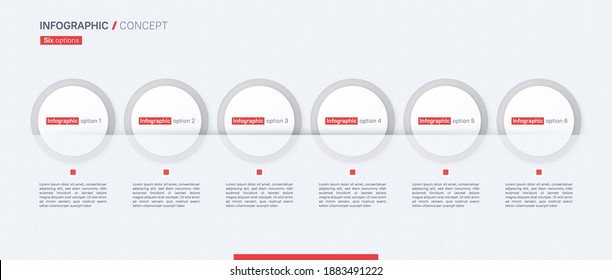 Plantilla de concepto de infografía vectorial con estilo. Seis opciones.