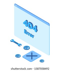 Stylish vector isometric  Error 404 illustration. 