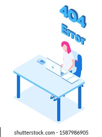 Stylish vector isometric  Error 404 illustration. 