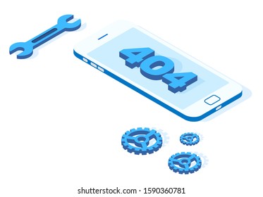 Stylish vector isometric  Error 404 illustration. 