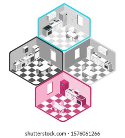 Stylish vector isometric Kitchen illustration. 