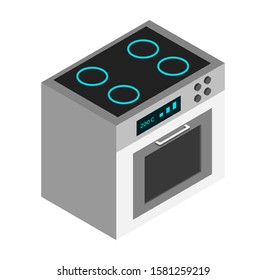 Stylish vector isometric oven illustration. 