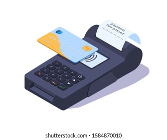 Stylish vector isometric Payment Terminal illustration. 