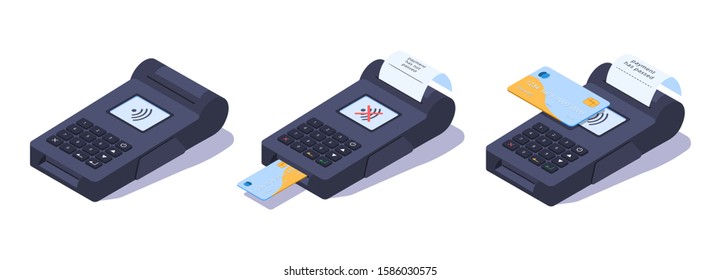 Stylish vector isometric Payment Terminal illustration. 