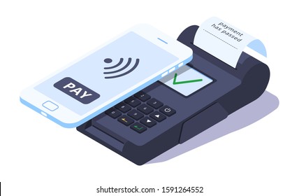 Stylish vector isometric Payment Terminal illustration. 