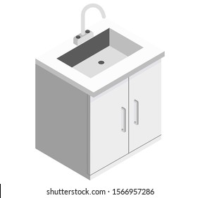 Stylish vector isometric sink illustration. Good for interior topics. 