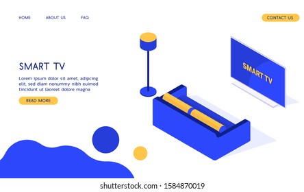 Stylish vector isometric Smart TV illustration. 