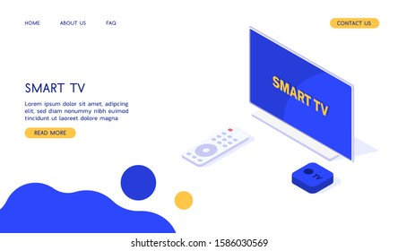 Stylish vector isometric Smart TV illustration. 