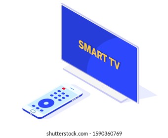 Stylish vector isometric Smart TV illustration. 
