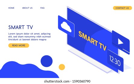 Stylish vector isometric Smart TV illustration. 