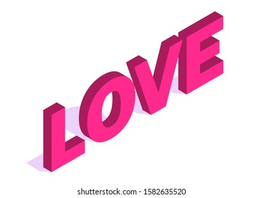 Stylish vector isometric Valentine's Day illustration. 