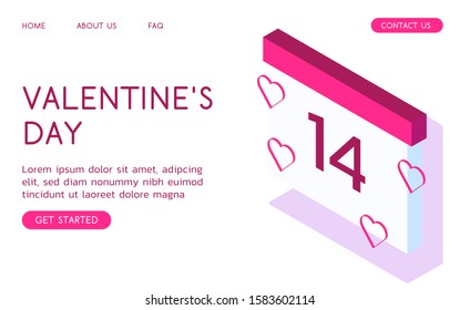 Stylish vector isometric Valentine's Day illustration. 
