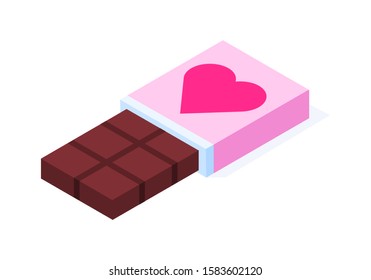 Stylish vector isometric Valentine's Day illustration. 