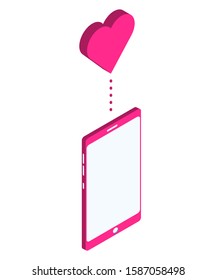 Stylish vector isometric Valentine's Day illustration. 