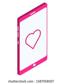 Stylish vector isometric Valentine's Day illustration. 