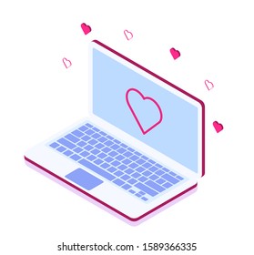 Stylish vector isometric Valentine's Day illustration. 