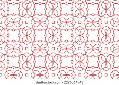 Stylish Vector Line Art Illustration. A Seamless Pattern Perfect for Decorating in red color.