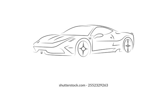 Stylish vector line art of the legendary Ferrari 458 car .Modern and minimalist Ideal for car enthusiasts, automotive-themed projects, posters, and digital graphics.