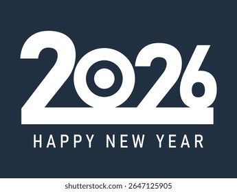 Logotipo vetorial estiloso definido com tipografia "2026" em preto-e-branco. Perfeito para gráficos de celebração de Ano Novo, cartões de saudação, banners, marca de eventos e designs festivos modernos.