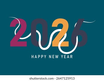 Logotipo vetorial estiloso definido com tipografia "2026" em preto-e-branco. Perfeito para gráficos de celebração de Ano Novo, cartões de saudação, banners, marca de eventos e designs festivos modernos.