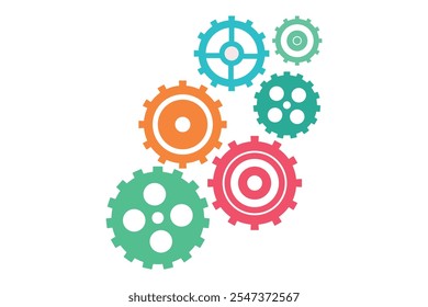 Iconos elegantes del engranaje de la máquina de Vector para las plataformas del comercio electrónico, ilustraciones planas innovadoras del engranaje del diseño para los proyectos de la tecnología, iconos extraordinarios del engranaje de la máquina para los usos interactivos