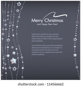 Stylish vector Merry Christmas Card with beads from stars.