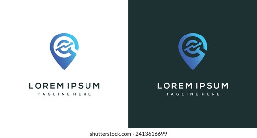 Stylish vector pin logo emblem for your design. simple geometric sign.