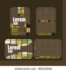 Stylish vector pocket calendar 2016 - olive