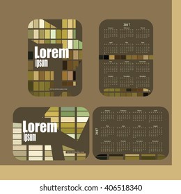 Stylish vector pocket calendar 2017- olive