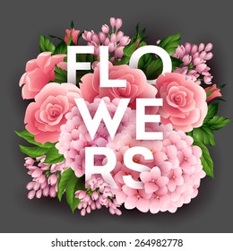 Stylish Vector Poster With Beautiful Flowers EPS 10