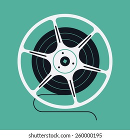 Stylish vector retro cinema film reel web icon