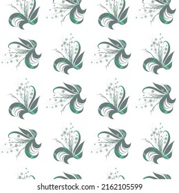 Stylish vector seamless floral pattern for design fabric, textile, wallpaper, gift wrap. White background.