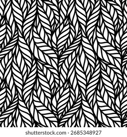 Stylish vector seamless pattern featuring modern monochrome ornament. Suitable for packaging, branding, and wrapping paper