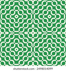 Stylish vector seamless pattern with wavy shapes, organic curved lines, repeat tiles. Simple funky green geometric texture. Endless abstract background. Repeated design for print, decor, packaging