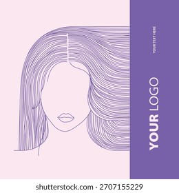 Elegante conjunto de Vector de retratos femeninos de arte lineal con cabello fluido y contornos de belleza modernos.
