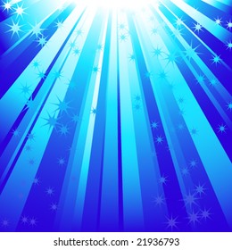 Stylish vector starburst in blue colors background