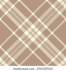 Stylish vector textile check, quilted fabric tartan pattern. Naked plaid seamless background texture in orange and pastel colors palette.