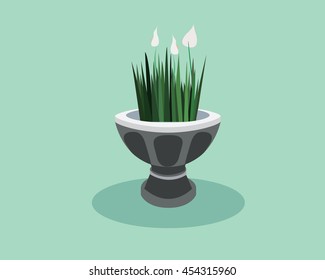 Stylish vector vase with flowers.