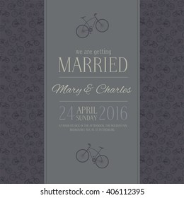 Stylish vector wedding invitation with bikes