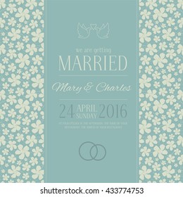 Stylish vector wedding invitation with tender narcissuses